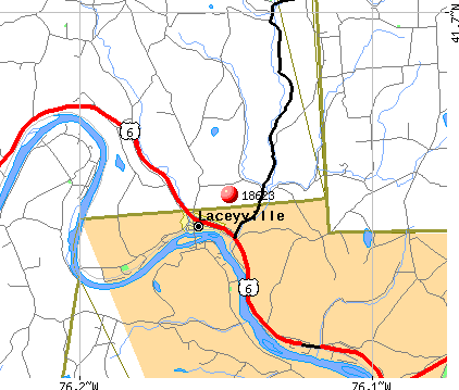 Laceyville, PA (18623) map
