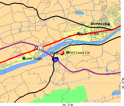 Mifflinville, PA (18631) map