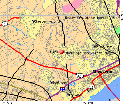 Village Green-Green Ridge, PA (19014) map