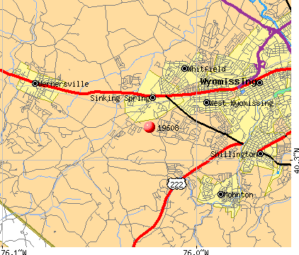 Whitfield, PA (19608) map