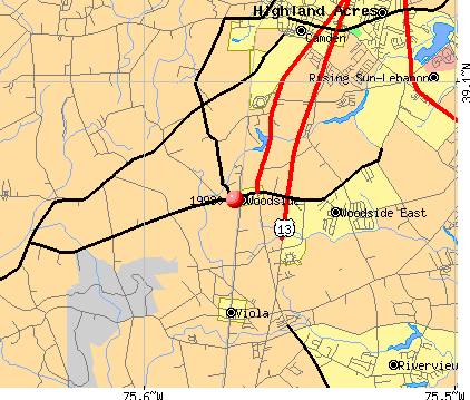 Woodside, DE (19980) map