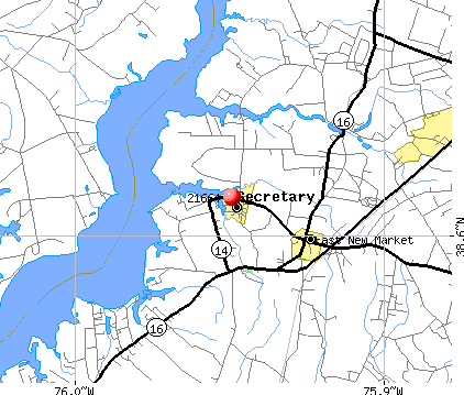 Secretary, MD (21664) map