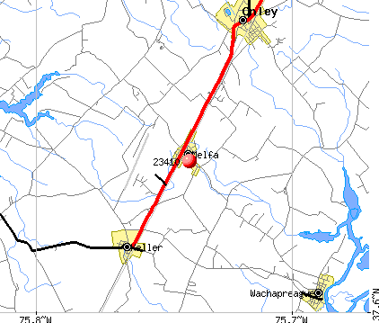 Melfa, VA (23410) map