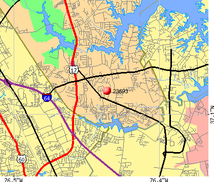 Yorktown, VA (23693) map