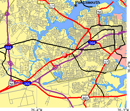 Portsmouth Virginia Zip Code Map
