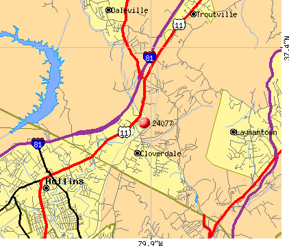 Cloverdale, VA (24077) map