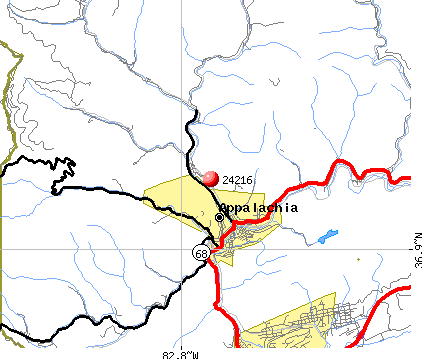 Appalachia, VA (24216) map