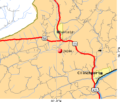 Duffield, VA (24244) map