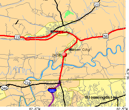 Weber City, VA (24290) map