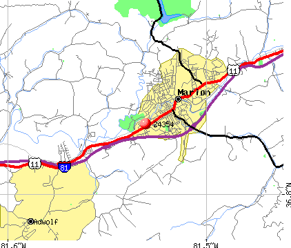 Marion, VA (24354) map