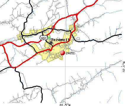 Tazewell, VA (24651) map