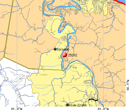 Tornado, WV (25202) map
