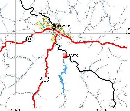 Spencer, WV (25276) map