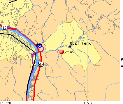 Coal Fork, WV (25306) map