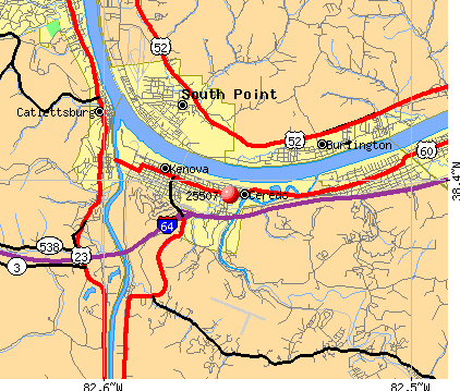 Ceredo, WV (25507) map