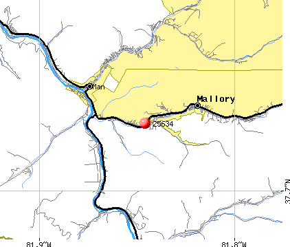 Mallory, WV (25634) map