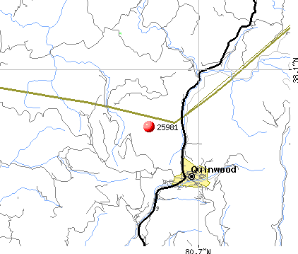 Quinwood, WV (25981) map