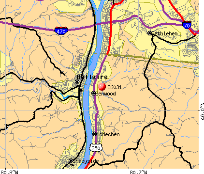 Benwood, WV (26031) map