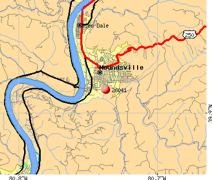 Moundsville, WV (26041) map