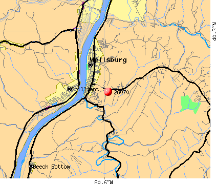Wellsburg, WV (26070) map