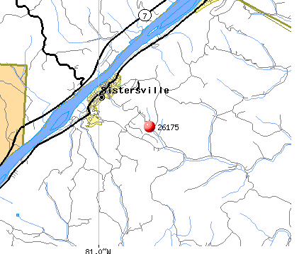 Sistersville, WV (26175) map
