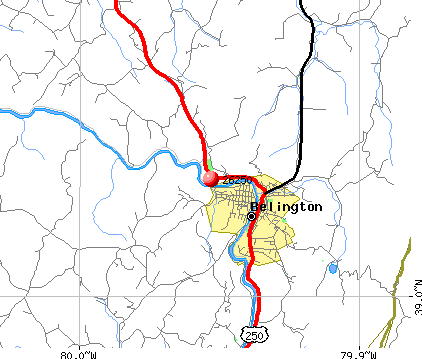 Belington, WV (26250) map