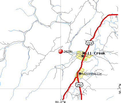 Mill Creek, WV (26280) map