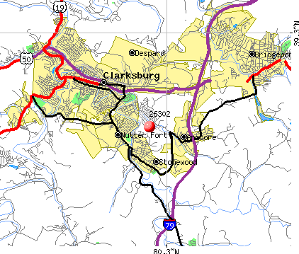 Clarksburg, WV (26302) map