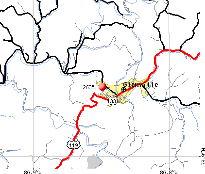 Glenville, WV (26351) map