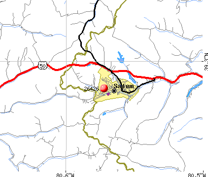 Salem, WV (26426) map