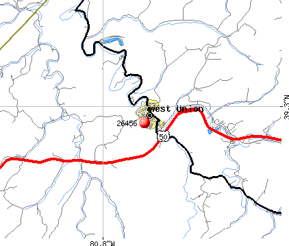 West Union, WV (26456) map