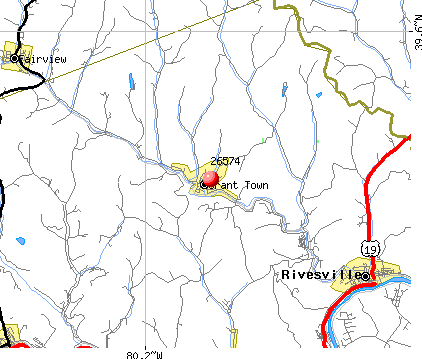 Grant Town, WV (26574) map