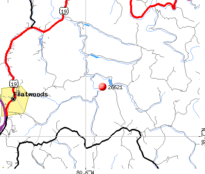 Flatwoods, WV (26621) map