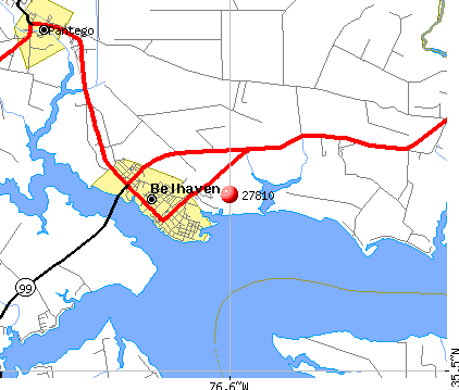 Belhaven, NC (27810) map
