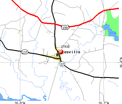 Gatesville, NC (27938) map