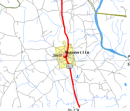 Ansonville, NC (28007) map