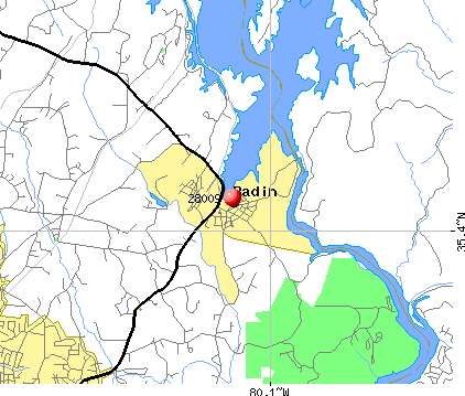 Badin, NC (28009) map