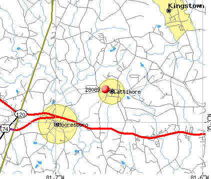 Lattimore, NC (28089) map