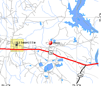 Lilesville, NC (28091) map