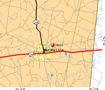 Marshville, NC (28103) map