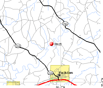 Polkton, NC (28135) map