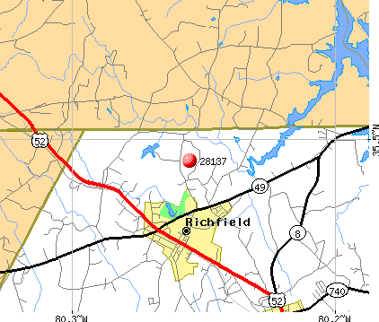 Richfield, NC (28137) map