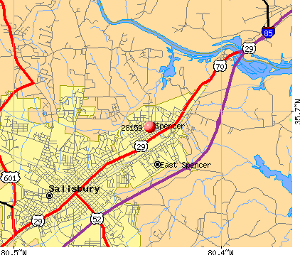 Spencer, NC (28159) map