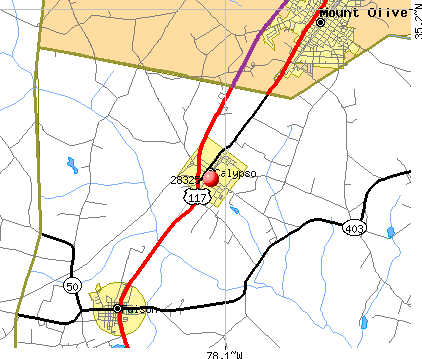 Calypso, NC (28325) map