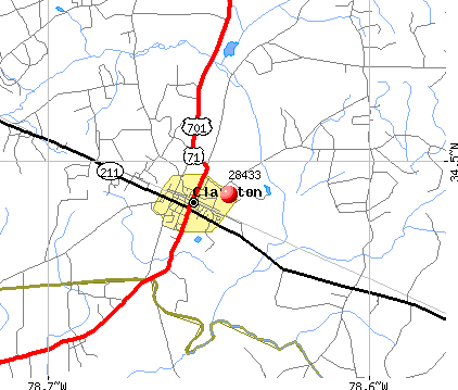 Clarkton, NC (28433) map