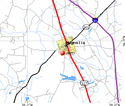 Magnolia, NC (28453) map