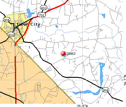 Tabor City, NC (28463) map