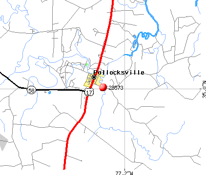 Pollocksville, NC (28573) map