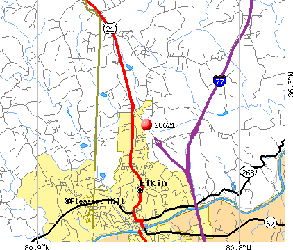 Elkin, NC (28621) map