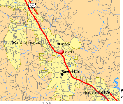 Hudson, NC (28638) map